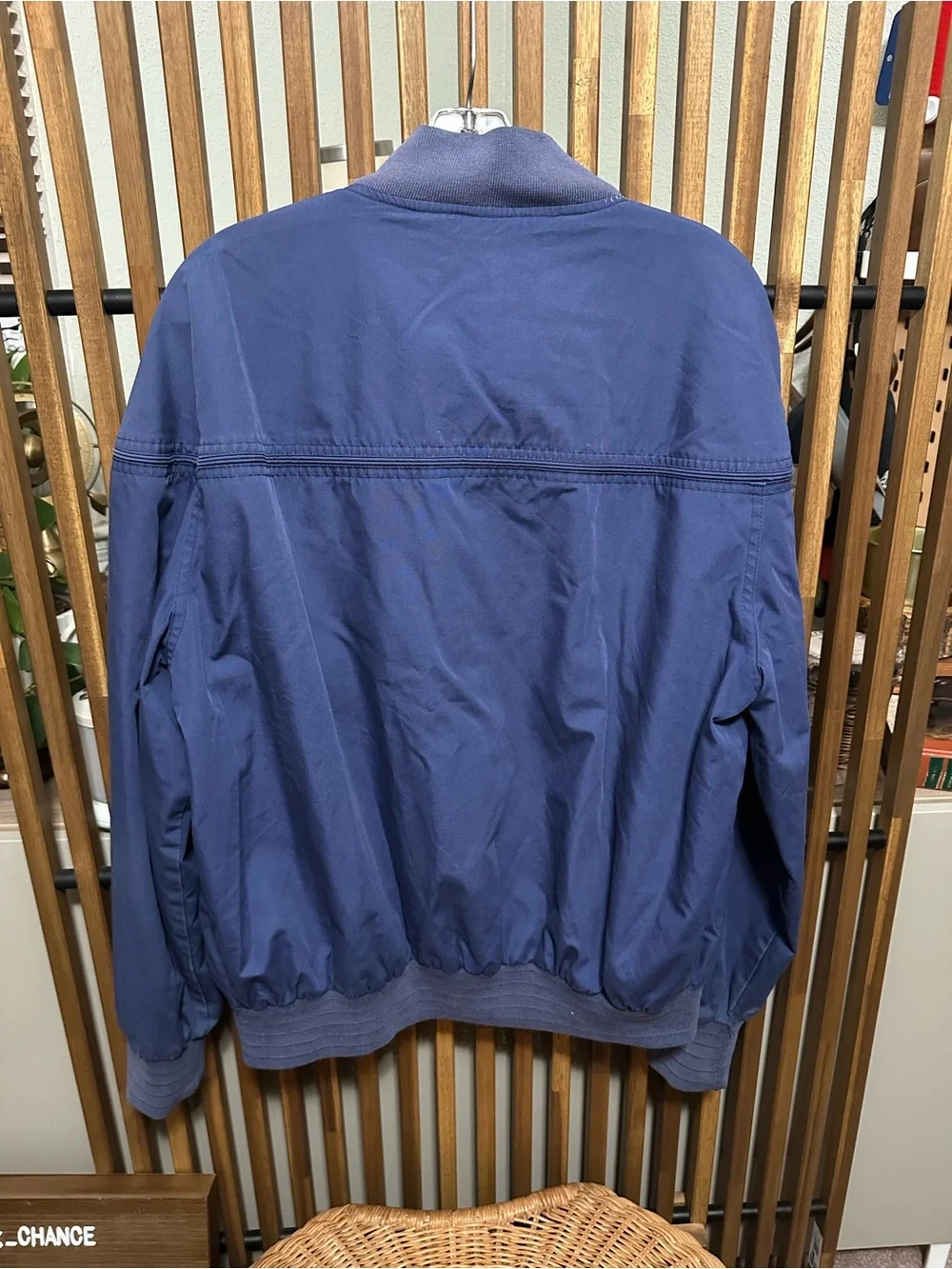 Vintage Peter England Men's Bomber Jacket XL Blue Lightweight Windbreaker